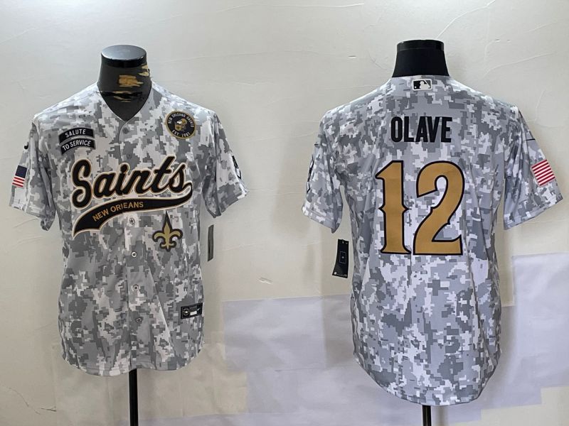 Men New Orleans Saints #12 Olave Nike Arctic Camo 2024 Salute to Service Limited NFL Jersey style 1